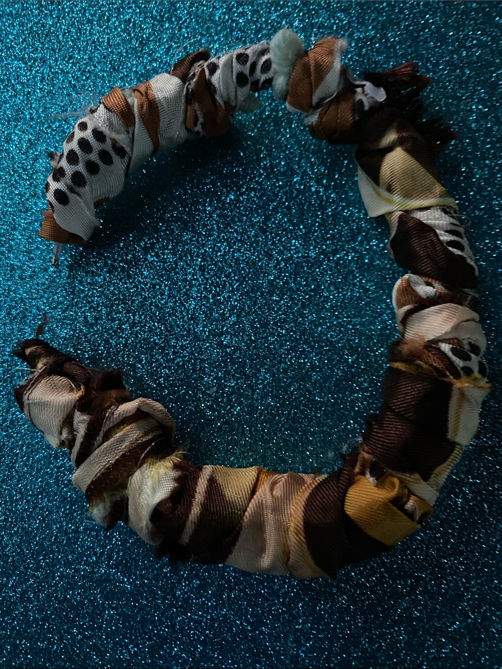 Patterned Brown and Cream Fabric Wrap Bracelet - Women Jewelry